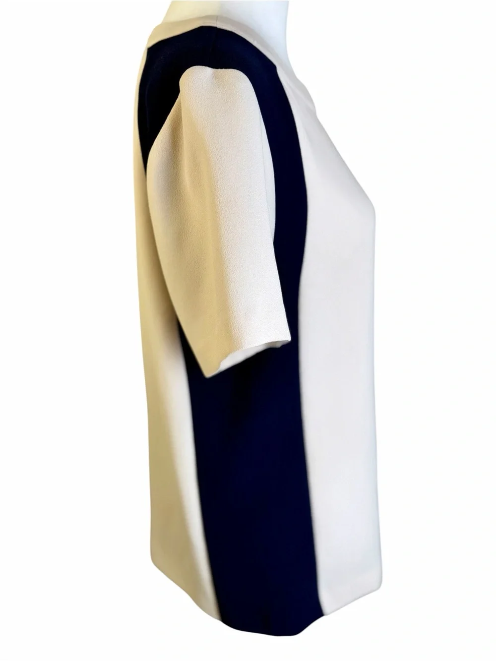 J. Crew Cream and Navy Short Sleeve Colorblock Top Size 6